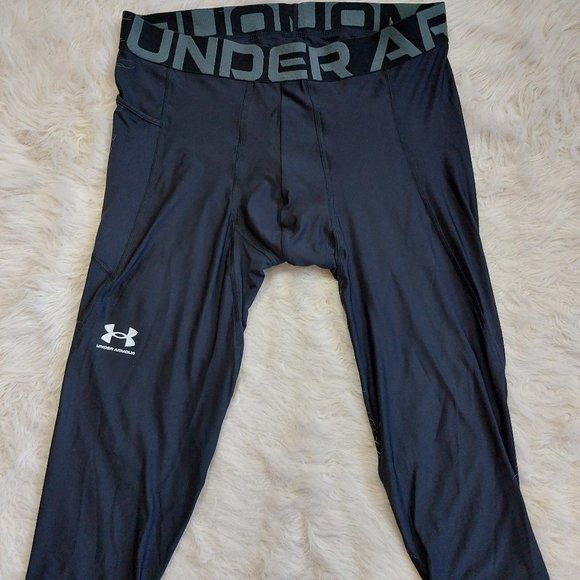 Under Armour Men's Black HeatGear Compression Capri Crop Tights Size XL - Picture 1 of 9